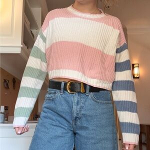 American Eagle Outfitters Color-Block Crew Neck Sweater